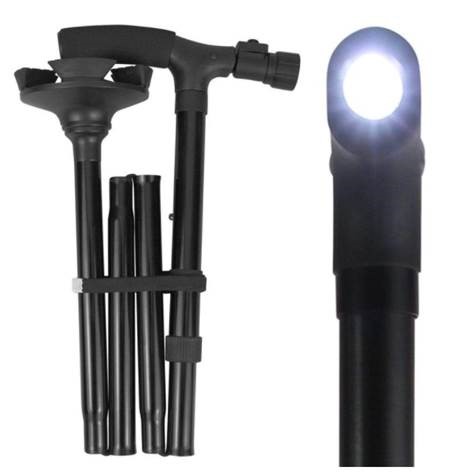 Folding Cane Black With Light Image of Folding Cane Black With Light product